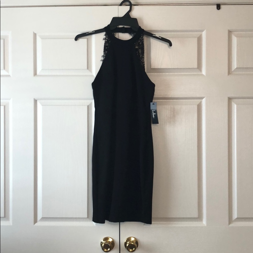 Little black dress with lace backing